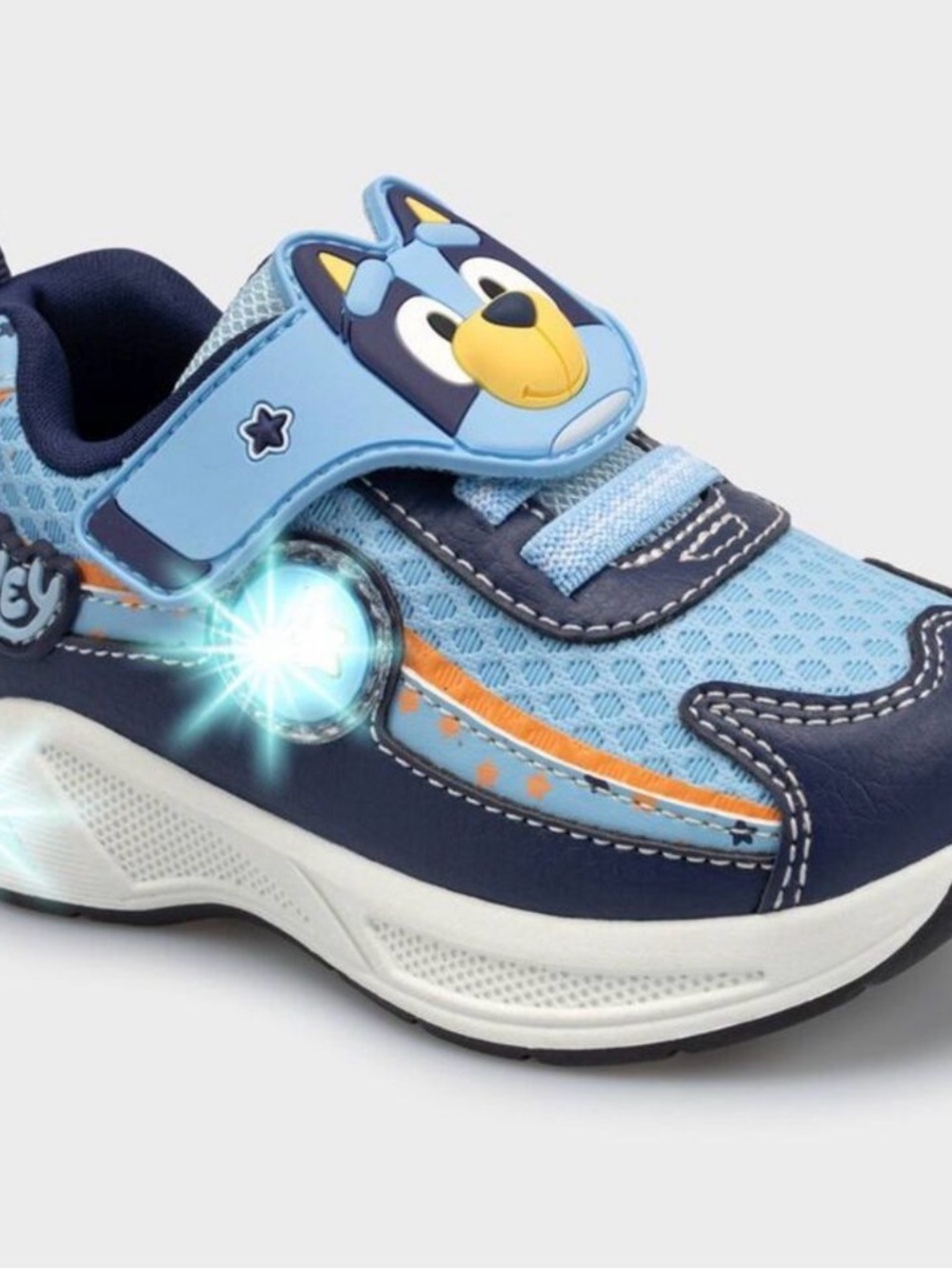Bluey Bingo Light-Up Hook & Loop Low Top Sneakers Kids US 6 C Blue/Orange New